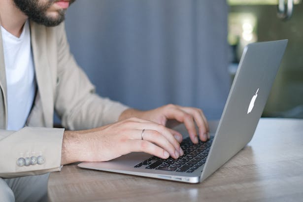 Businessman working on laptop